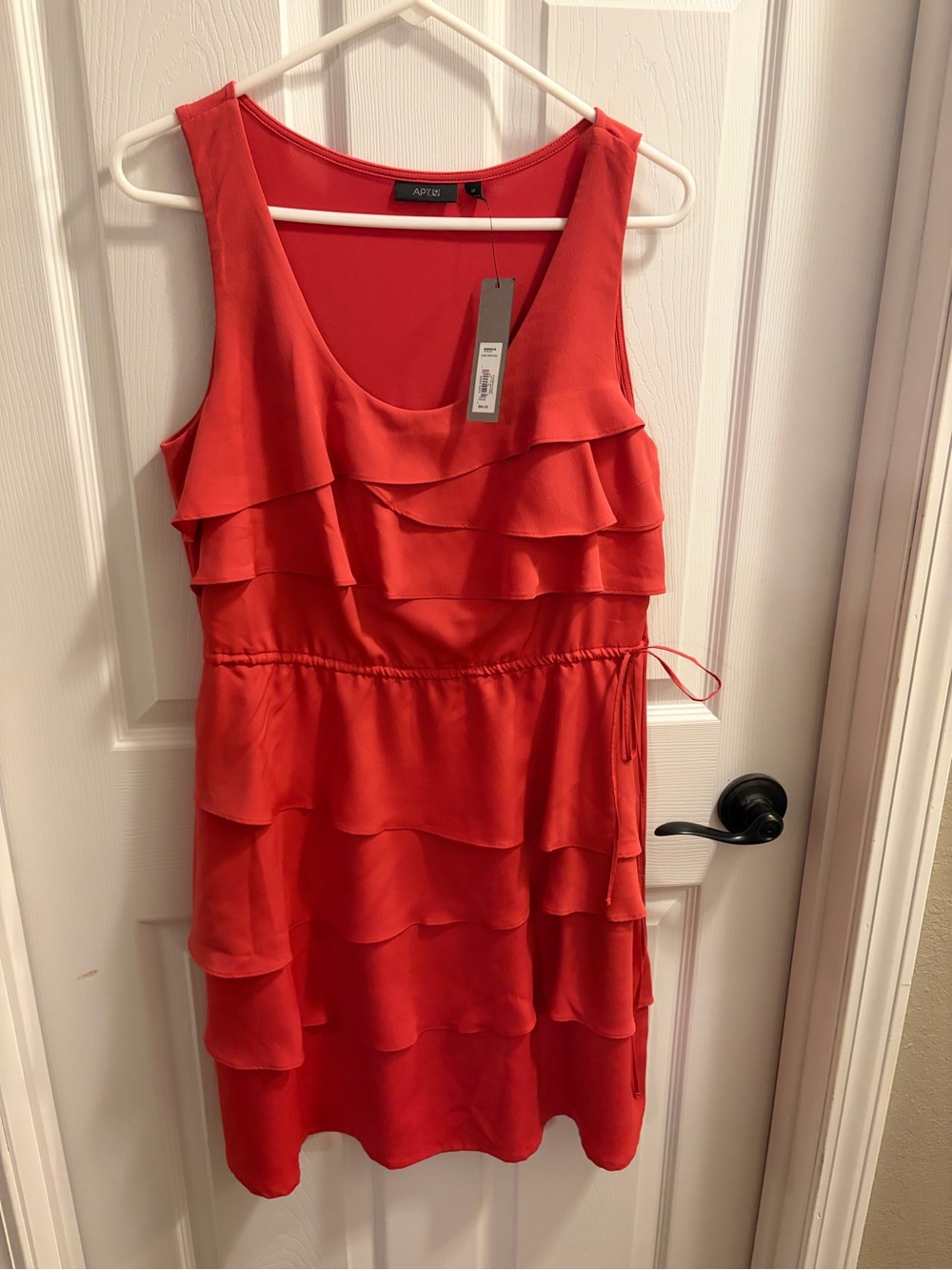Apt. 9 Coral-Red Layered Ruffle Sleeveless Dress